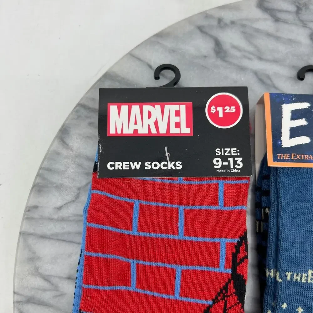 Spiderman, E.T. Movie, Bob Ross Crew Socks Men OSFM One Size Fits Most 3 Pairs